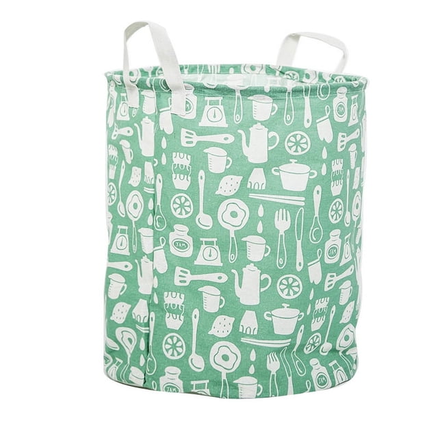 Jinsinto Large laundry basket with durable leather handle, round drawstring laundry basket, collapsible laundry basket