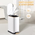 thumbnail image 4 of Slim Stainless Steel Trash Can with Soft Close Lid and Step Pedal, 3.5 Gallon Matt White Garbage Bin for Bathroom Bedroom Office, 4 of 6
