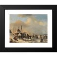 thumbnail image 2 of Monogrammist JG 24x19 Black Modern Framed Museum Art Print Titled - Skating Pleasures (1870), 2 of 5