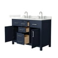 thumbnail image 2 of Beckett 48" Dark Blue Double Vanity & Giotto Quartz Top (3-Hole) & Nickel Trim, 2 of 5