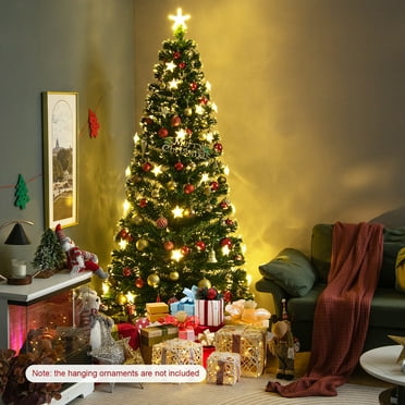 Gymax 7 FT Fiber Optic Artificial Christmas Tree Lighted Christmas Tree w/ 40 Star LED Lights & 280 Branch Tips