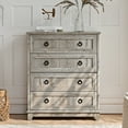 thumbnail image 4 of Joaxswe Farmhouse 4 Drawer Dresser Set of 2, Modern Wood Chest Dresser for Bedroom Living Room Grey Oak, 4 of 6