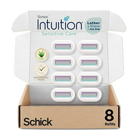 Schick Intuition Refill  Razors Blades with Organic Aloe for Women Sensitive Skin | 8 Count