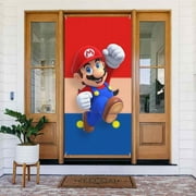 Cartoon Super Mario Door Cover Decorated Banner Tapestry Home Decoration Holiday Party Supplies Door Banner Porch Sign Banner 72.8 x 35.4 Inch