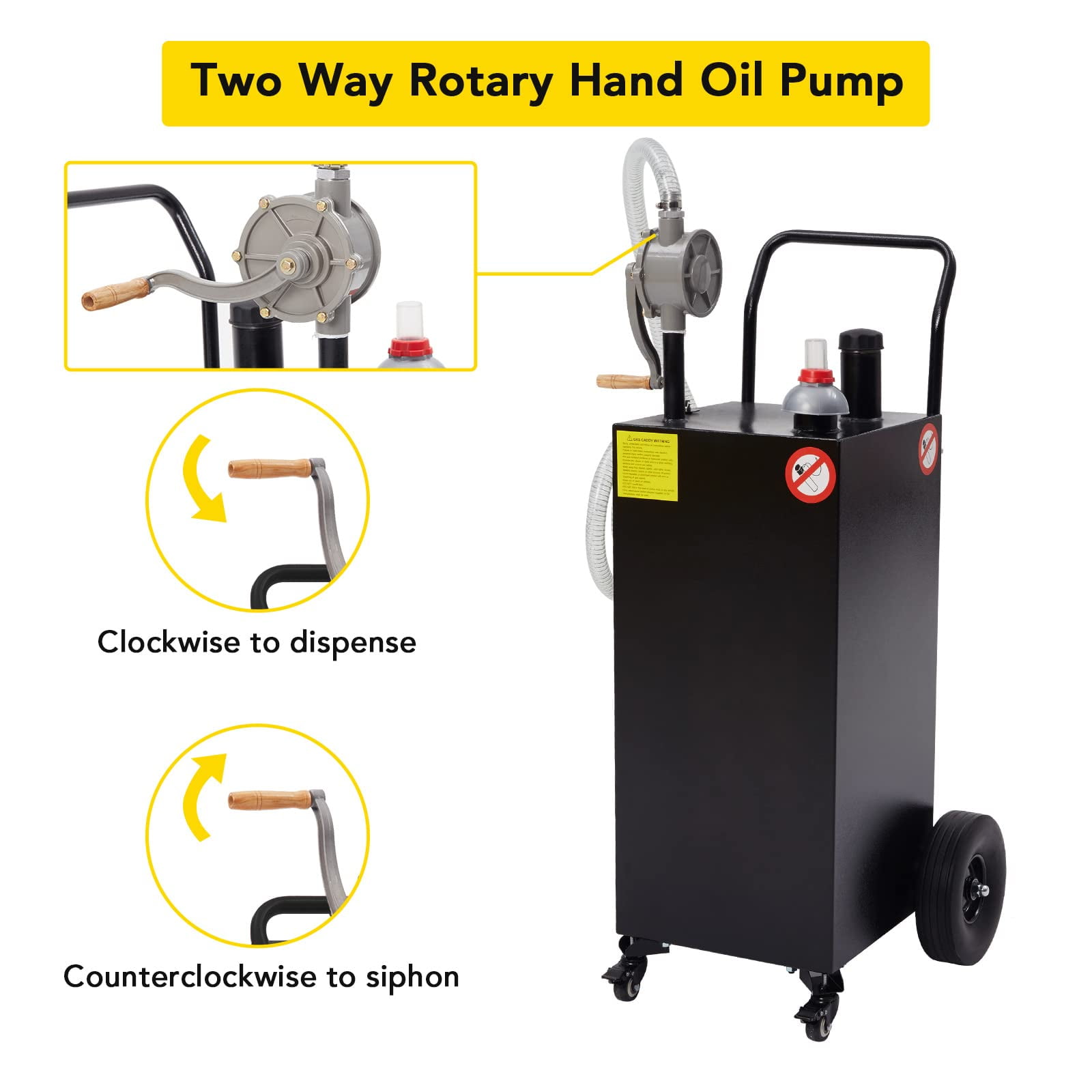 40 Gallon Portable Gas Caddy with PumpStorage Gasoline Tank with 2 Wheels for Boat, Car,Garden, Lawnmower, ATV