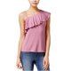 thumbnail image 1 of Almost Famous Blusa de un solo hombro con volantes para mujer, Púrpura, Mediana Almost Famous Pull-over, 1 of 2