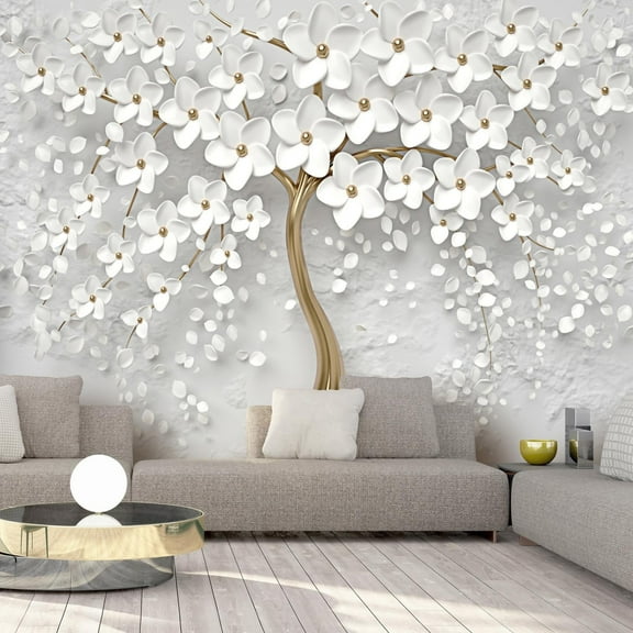 Tiptophomedecor Peel and Stick Floral Wallpaper Wall Mural - Magic Magnolia - Removable Wall Decals