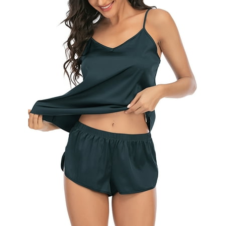 LELINTA Womens Sexy Satin Lingerie Sleepwear Night Gown Babydoll Pajamas Set Ladies Home Dailywear Lounge Wear