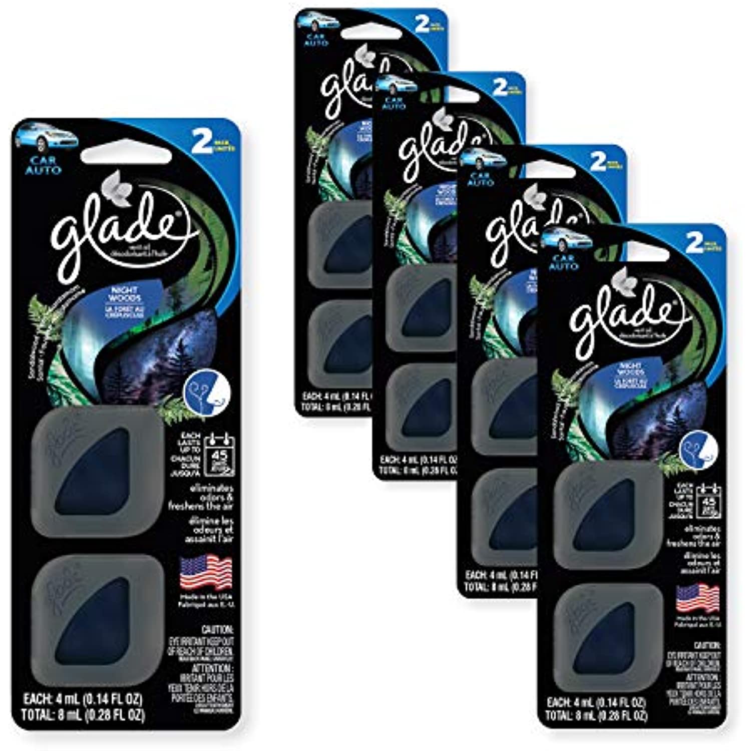 Glade Automotive Vent Oil Air Freshener Night Woods; 4Ml Each, 8 Count