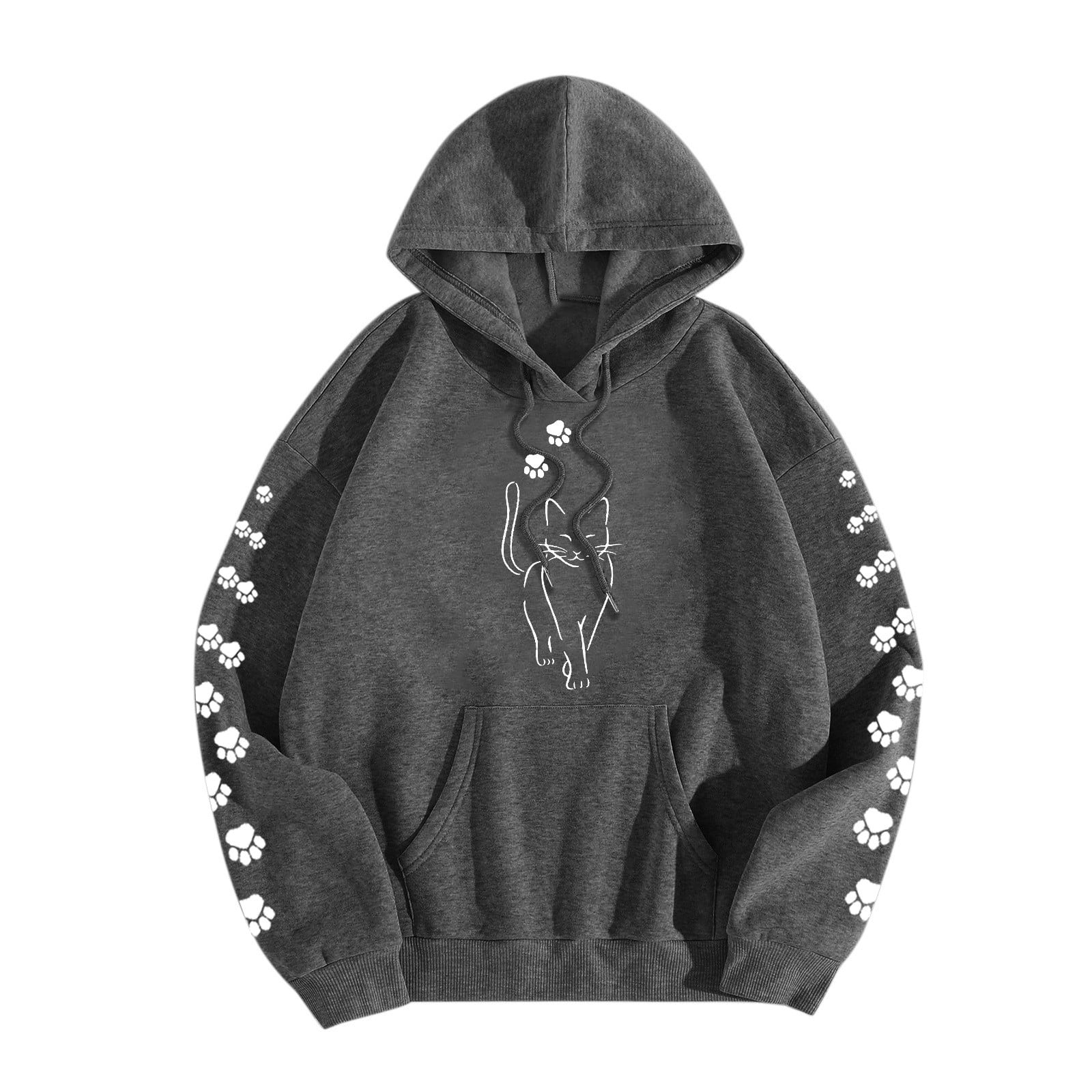 Wyzesi Sweatshirts Sets Women Casual Cute Cat Graphic Printed