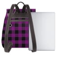 thumbnail image 3 of Balery Purple Black Plaid Mochila de Cuero para Mujeres, Gran Capacidad, Bolsa de Viaje Multifuncional, Mochila de Cuero y Bolsa de Hombro para Mujeres, 3 of 4