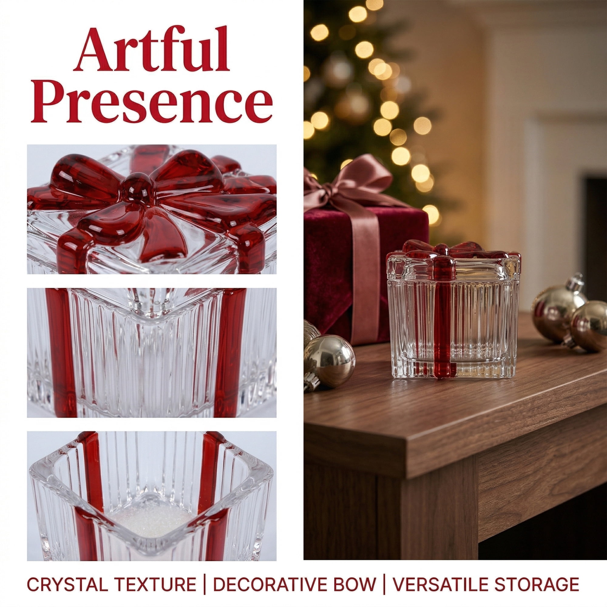 Unique Bargains 6.1oz/180ml Ribbed Glass Candy Jar Clear Square 2.8"L x 2.8"W x 2.5"H