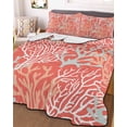 thumbnail image 3 of Quilts Twin-XL Size Bedding Set, Orange Red Coral Coastal Lightweight Quilted Comforter, Ocean Nautical Seaside Beach Soft Reversible Bedspread Coverlet with Pillow Covers for All Season, 68" x 98", 3 of 7