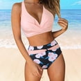 thumbnail image 2 of Kcodviy Women High Waisted Bikini Leopard Bathing Suits for Women Plus Push Up Two Piece Swimsuits Vintage Swimsuit Two Women Swimming Suits Short Two Piece Retro Ruched High Waist Print Bikini Set, 2 of 8