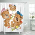 thumbnail image 1 of KSADK Cartoon of Two Brown Teddy Bears Playing with Fallen Leaves Design Autumn Animal Shower Curtain Bath Curtain 66x72 inch, 1 of 1