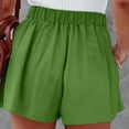 thumbnail image 4 of WTXUE Pleated Shorts Women, Flared Women Summer Cotton Elastic Waist Casual Wide Legs with Pockets, Short, Green, 4 of 8