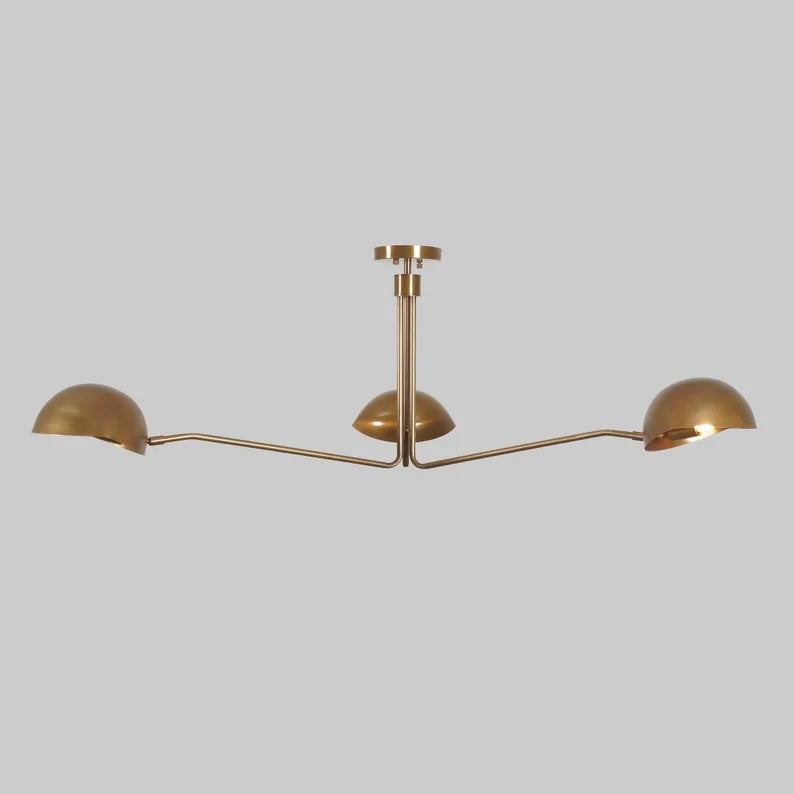 3 Arm Mid Century Modern Sputnik Chandelier, Multi Arm Pendant Light Fixture, Vintage Inspired Luxury Decor Handcrafted Lighting