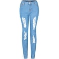 thumbnail image 1 of BodiLover, Women's, High Waist Rise 5 Pockets Skinny Comfy Jeans Zip Button Closure, Light Blue, 0, 1 of 2