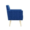 thumbnail image 2 of Sillón de terciopelo Sofá único Sillas de lectura laterales tapiceadas modernas con brazo y pierna de metal de oro para sala de estar dormitorio, 2 of 5