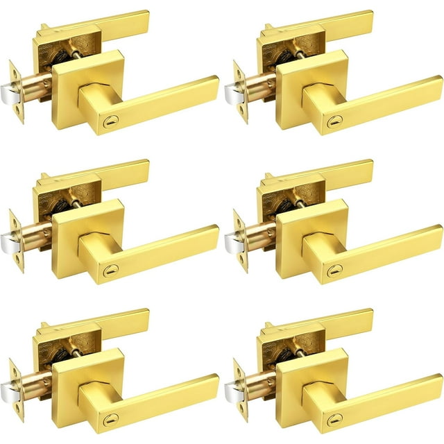 Leviers de Porte Carrés pour l'Intimité Sans Clé, Poignée de Porte Chromée, Poignées de Porte d'Intérieur, Levier de Porte pour Lit/salle de Bain, Ensemble de Poignées Réversible pour Portes Côté Gauche et Droit