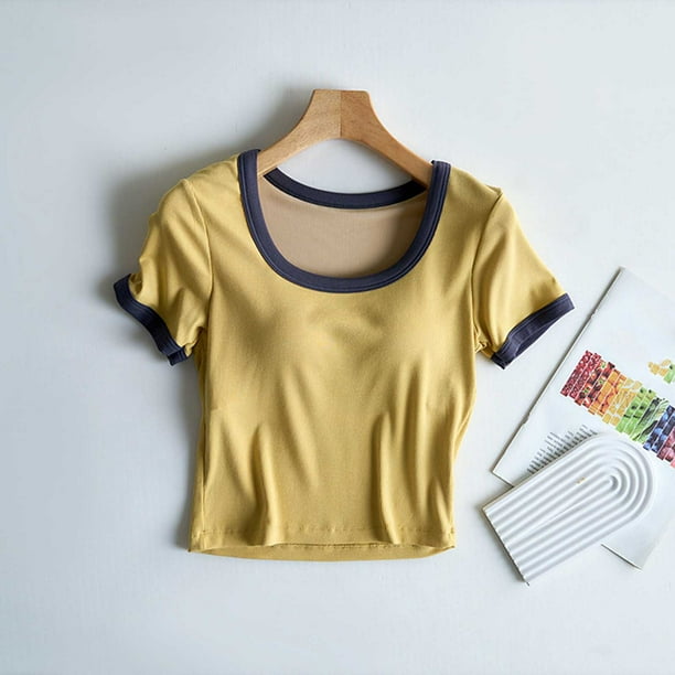 Pijama de manga corta para mujer, de verano, ligero y transpirable, con almohadillas para el pecho y camisetas de manga corta. Pijama de poliéster para mujer.