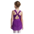thumbnail image 2 of Raenseen Girls Rhinestone Skating Leotard Lyrical Ballet Dance Dress Cutout Back Dress Performance Costume Purple 12, 2 of 7