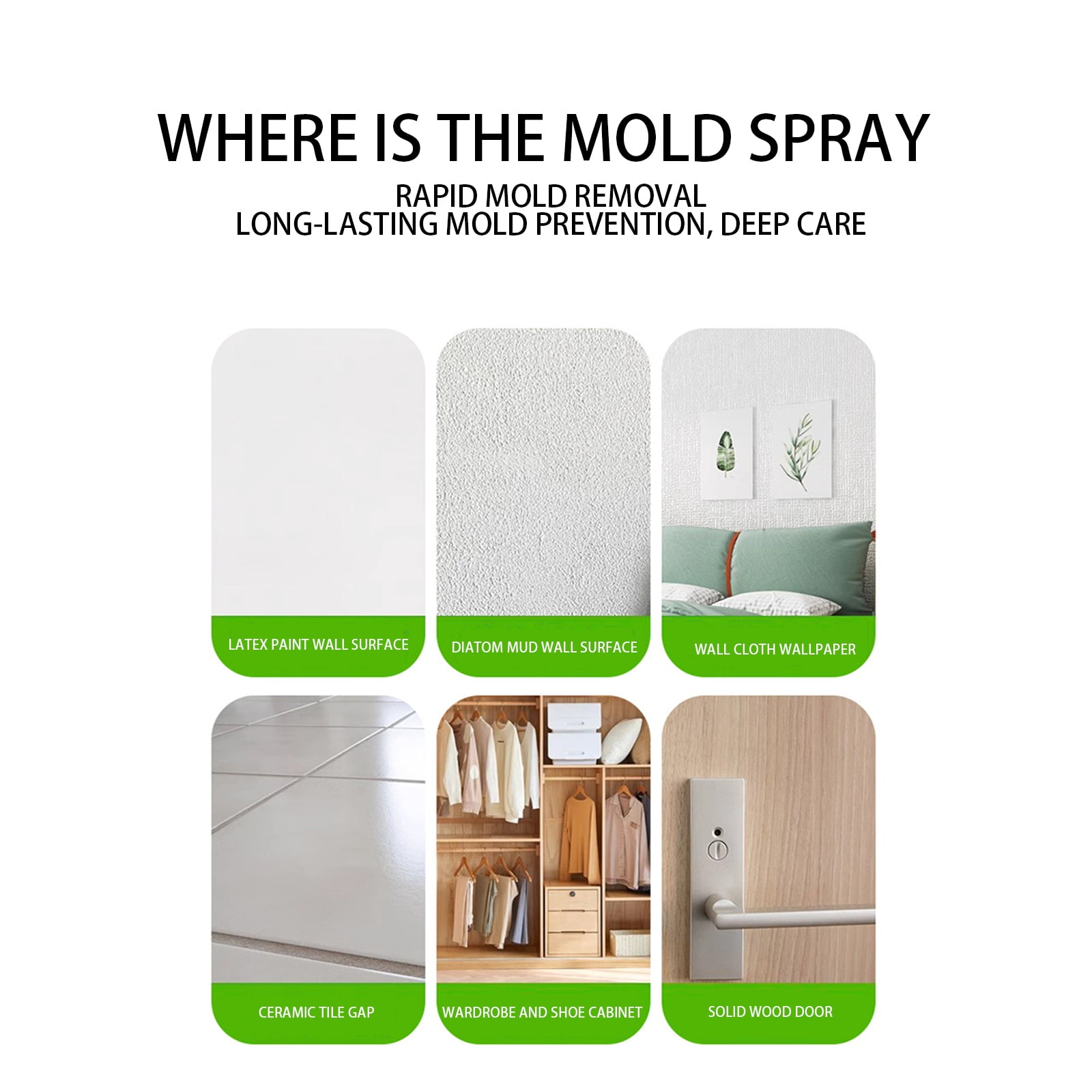 Fiell Wall Mold Remover Spray, Powerful Mold Stain Remover, Multi-Surface Cleaner For White Walls Wood Tile Fabric Bathrooms Kitchens 240Ml Spray Bottle, Safe & Effective Home