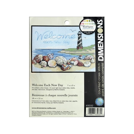 UPC: 0088677650322 | Dimensions Cross Stitch Kit 7×5 Welcome EachNewDay