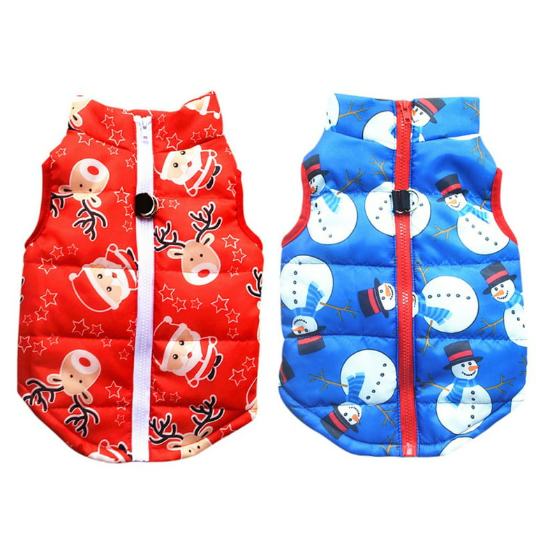 Popvcly 2 Pack Christmas Elk Snow Man Cold Weather Dog Coat for Winter Dog  Warm Jacket Waterproof Windproof Dog Vest for Small Medium Large Dogs Red