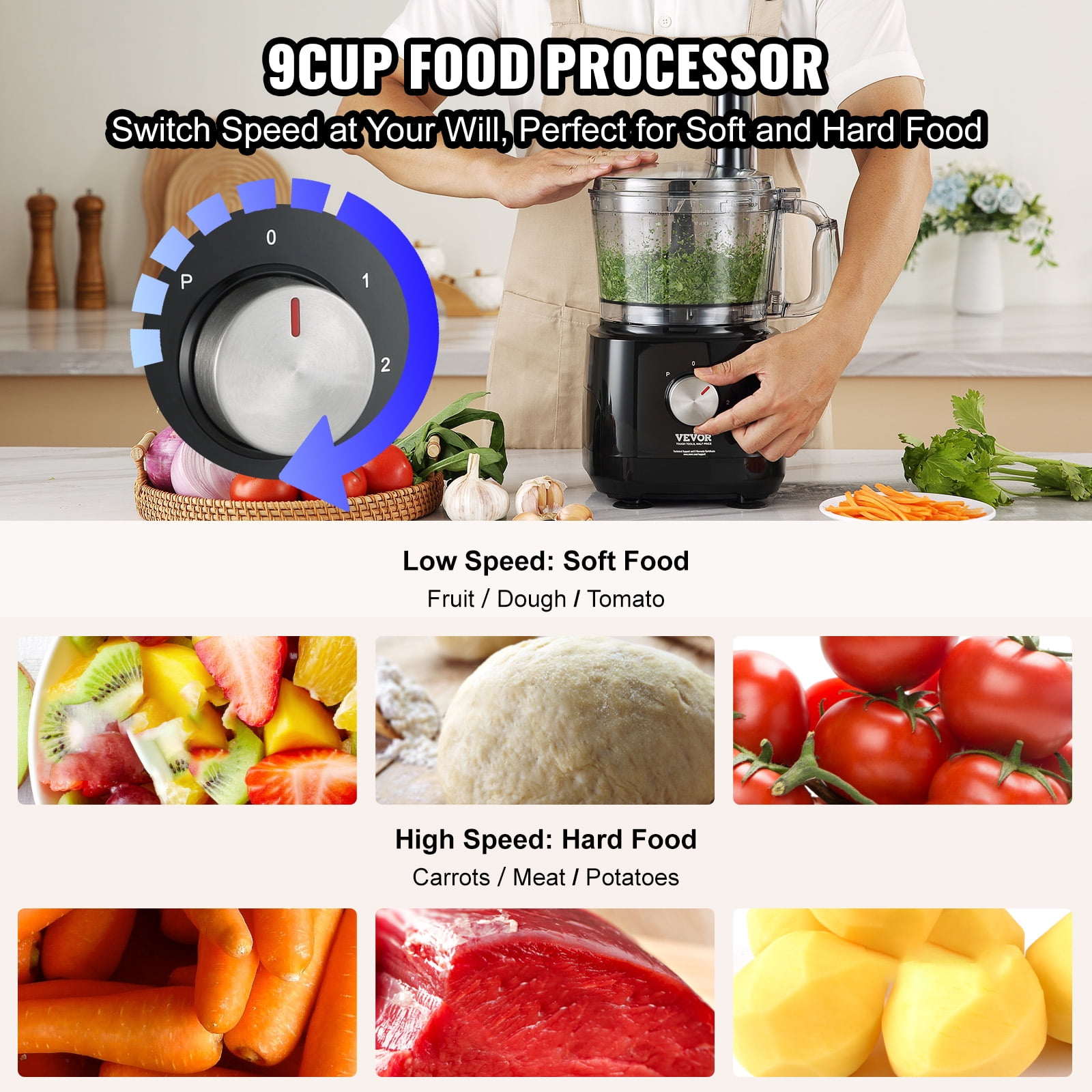 JOYDING Commercial Food Processor 600W Electric Vegetable Dicer Chopper  Meat Grinder Blender