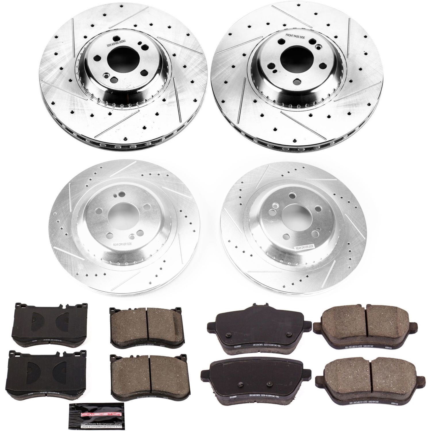 PowerStop Front and Rear Z23 Evolution Sport Carbon-Fiber Ceramic Brake Pad and Drilled & Slotted Rotor Kit Fits: MERCEDES-BENZ Select Models K8102