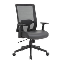 Boss Office Products Mesh Back Vinyl Task Chair with Synchro-Tilt, Black