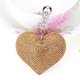 thumbnail image 1 of Pequeño llavero de cuero con diamantes de imitación y corazón de melocotón fragante Llavero con borla Colgante de franela Llavero de diamantes, 1 of 5