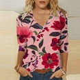 thumbnail image 3 of Women's V Neck T Shirts 3/4 Sleeve Blouse Summer Tops Dressy Casual Solid Basic Tees, Limited Time Under 10 Dollars #5, 3 of 5