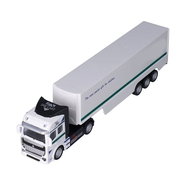 Camión semirremolque de juguete a escala 1:48, camión contenedor de juguete, modelo de aleación, vehículo de transporte para niños de 3 años (gabinete de camión blanco)