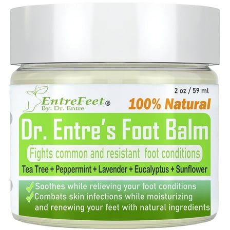 Dr. Entre's Foot Balm: Tea Tree Oil & Shea Butter Based - Foot Cream for Dry Feet, Cracked Heels and Odor