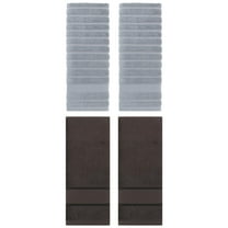 Unique Bargains Striped Cotton Hand Towel 14" x 30" 4 Pcs Grey/Dark Brown