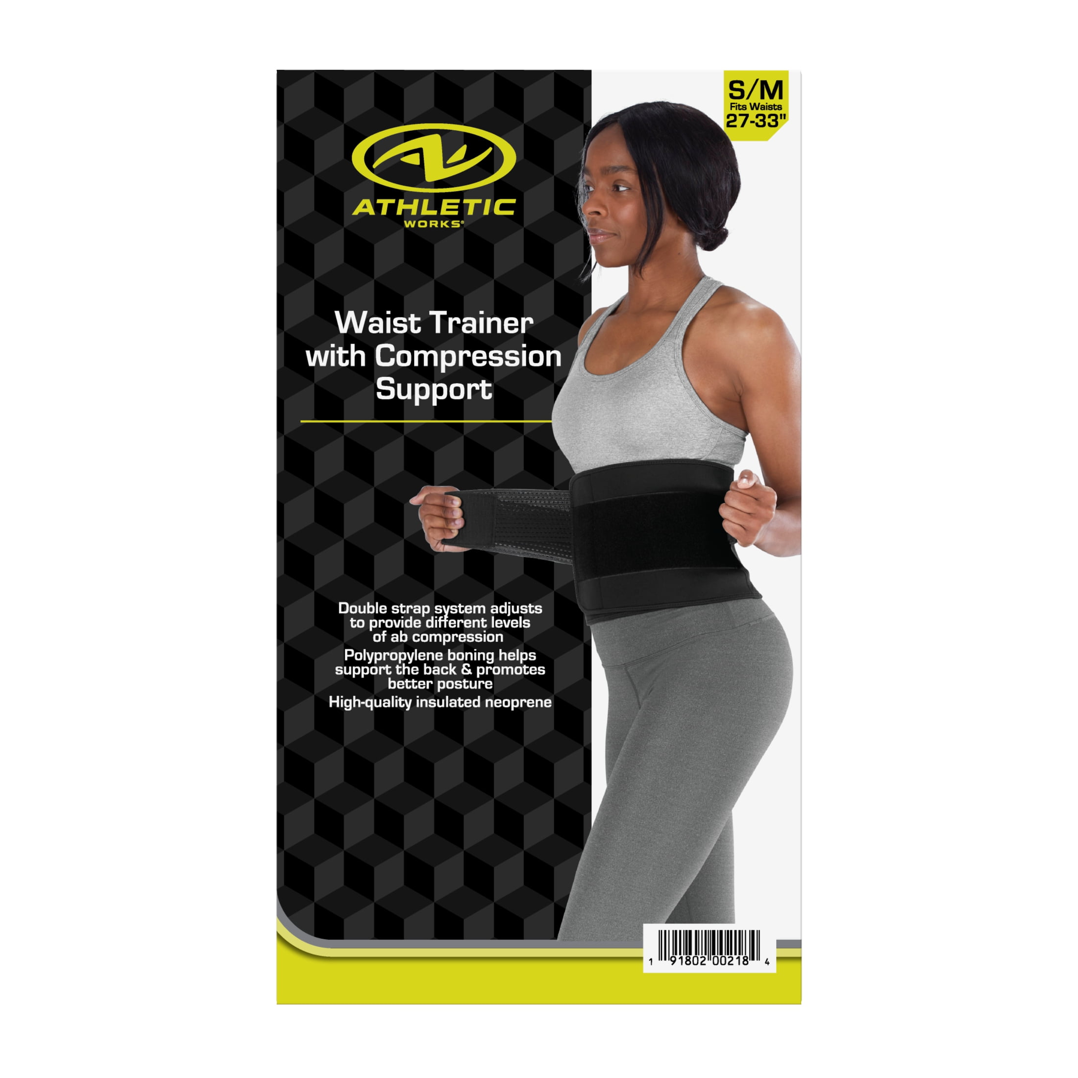Athletic Works Waist Trainer SM with Compression Support Waist Range 27in to 33in for Sculpt & Strengthen Your Core