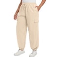 thumbnail image 2 of Cueply Women's Plus Size Cargo Pants with Pockets Casual Joggers Sweatpants Drawstring Adjustable Loose Fit Workout, 2 of 8