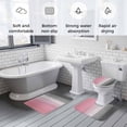 thumbnail image 6 of Pink Grey Bathroom Rugs Set Gradient Wood Grain Farmhouse Retro Striped Non Slip Absorbent Soft Bath Mats 3 Piece Set with Bathroom Rug, U-Shaped Floor Mat, Toilet Seat Cover Small Size, 6 of 9