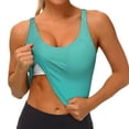 thumbnail image 3 of Balery Turquoise Glitter Sujetadores deportivos con espalda cruzada para mujer, acolchados, sin costuras, de alto impacto, ideales para yoga, gimnasio, entrenamiento y fitness.-XX-Large, 3 of 8