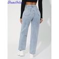 thumbnail image 2 of Denimcolab New High Waist Straight Leg Jeans Woman Simple Style Casual Cotton Denim Pants Ladies Loose Streetwear Jeans, 2 of 6
