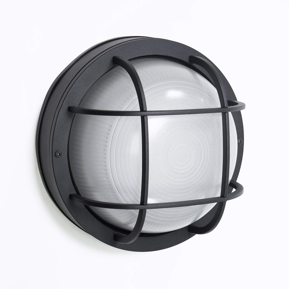 CORAMDEO Outdoor 10" Round LED Nautical Bulkhead Light, Flush Mount for