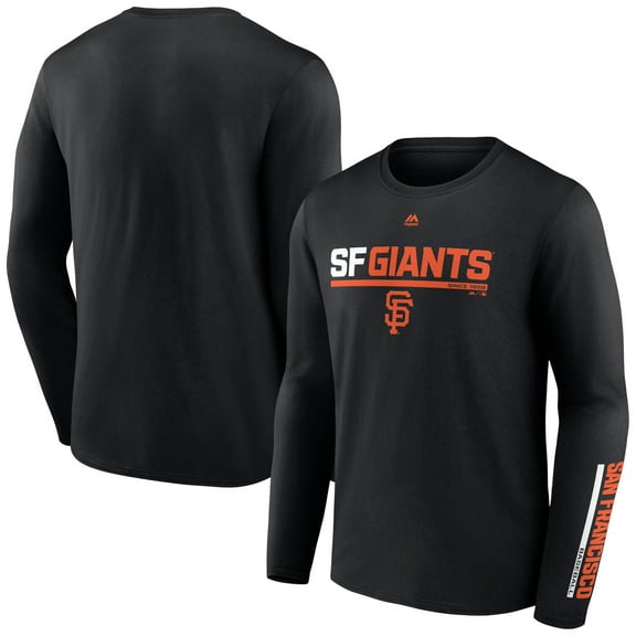 Men's Majestic Black San Francisco Giants Flip Mode Long Sleeve T-Shirt