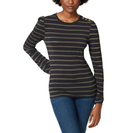 Anne Klein BLACK Women's Jax Puff Sleeve Pullover Top, US X-Large