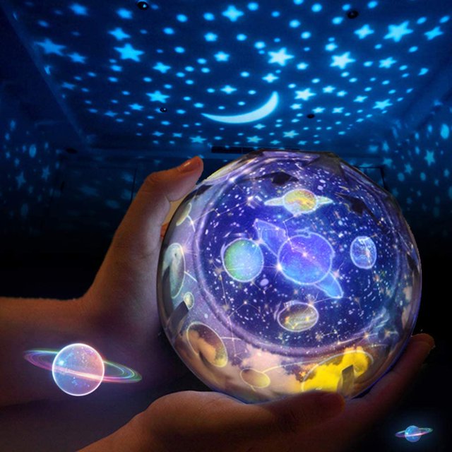Proyector de luz nocturna para niños – Lámpara de proyección planetaria giratoria 360° giratoria con 5 películas y 4 modos para dormitorio, adultos, niños, dormitorio de bebé, regalo de cumpleaños