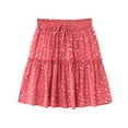 thumbnail image 5 of Fesfesfes Skirts for Women Casual Print Bandage Ruffles A-Line Pleated Lace Up Mini Short SKirt, 5 of 9