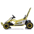 thumbnail image 4 of Xuanlur 24V 8.5 MPH Electric Go Kart for Kids w/ Front EVA Wheel, 400W Powerful Drift Kart w/Metal Frame, Music & Strobe Lights, Suspension, 2 Speed, 5 Point Harness, Crazy Cart for Kids 6+, Yellow, 4 of 8