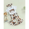thumbnail image 3 of Bagilaanoe 2pcs Toddler Baby Girl Long Pants Set Letter Print Short Sleeve T-shirt Tops + Flare Trousers + Headband 6M 12M 18M 24M 3T 4T Kids Casual Outfits, 3 of 8
