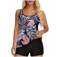 thumbnail image 2 of Trajes de baño para mujer, Trajes de baño para mujer, Traje de baño bikini de tirantes sin espalda de color liso para mujer, Conjunto de bikini con bloques de color y hombros descubiertos, Traje de ba, 2 of 7